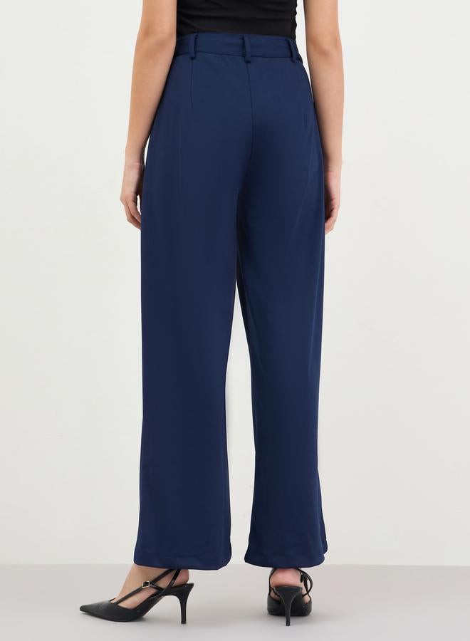 Styli Women Navy Blue Wide Leg Trousers - Image 3